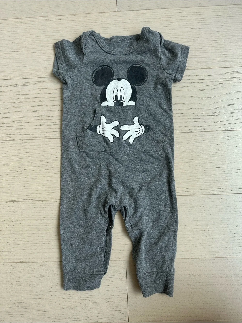 Disney Gray Mickey Baby Romper Set